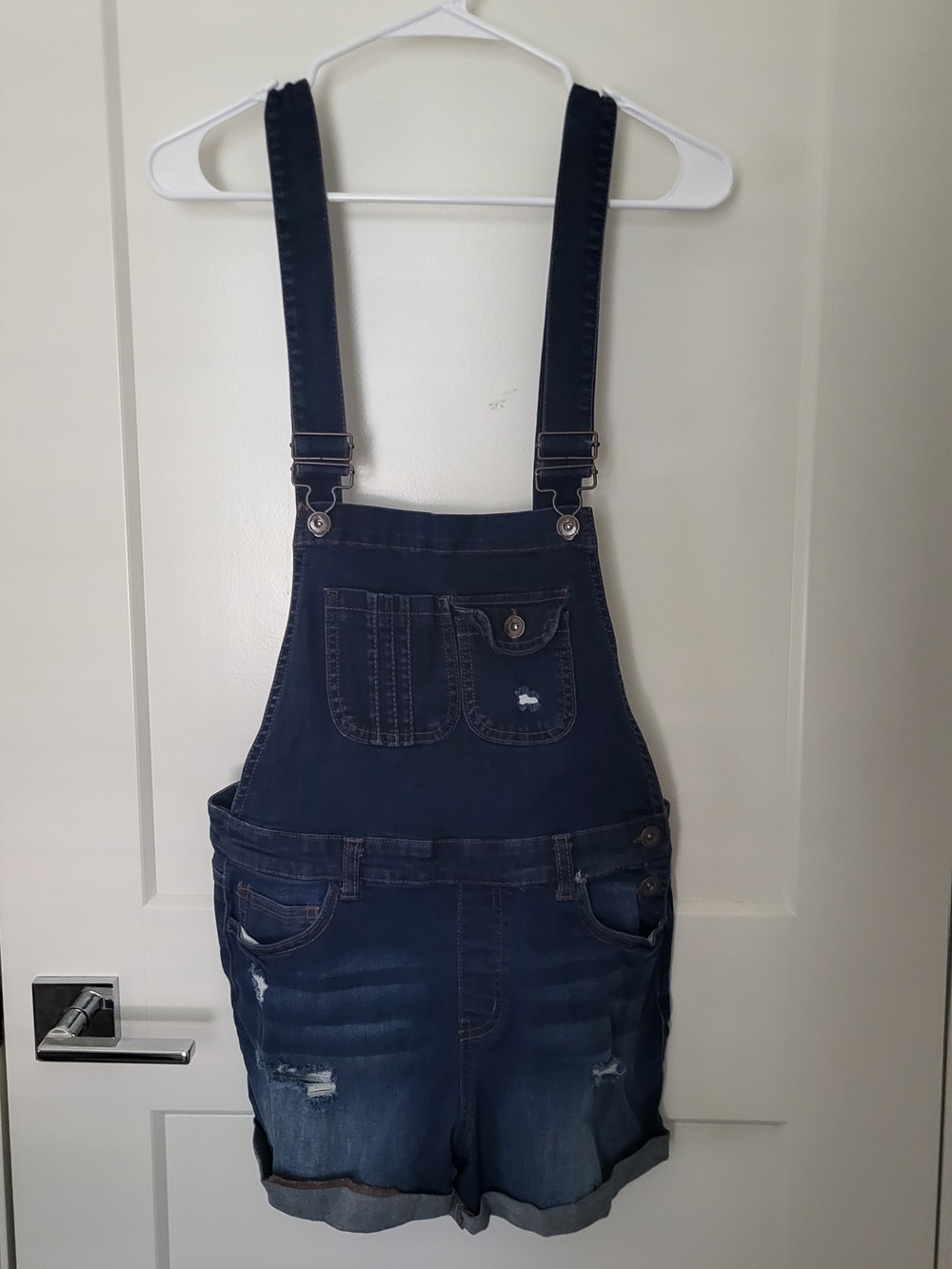 Wax Jean Dark Blue Denim Short Overalls